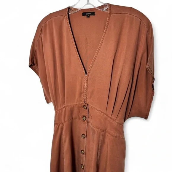 Quince Vintage Wash Tencel Button Front Dress Terracotta M - Picture 5 of 13